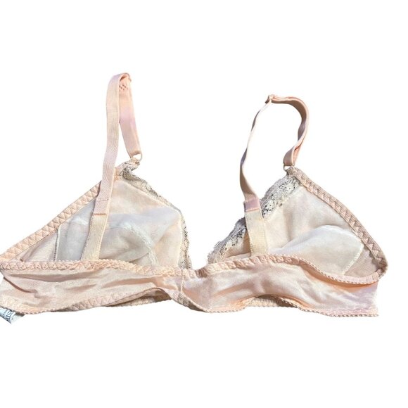 Vintage Bestform #6260 34A Peach Satin & Lace Bralette Front Closure - Picture 2 of 3